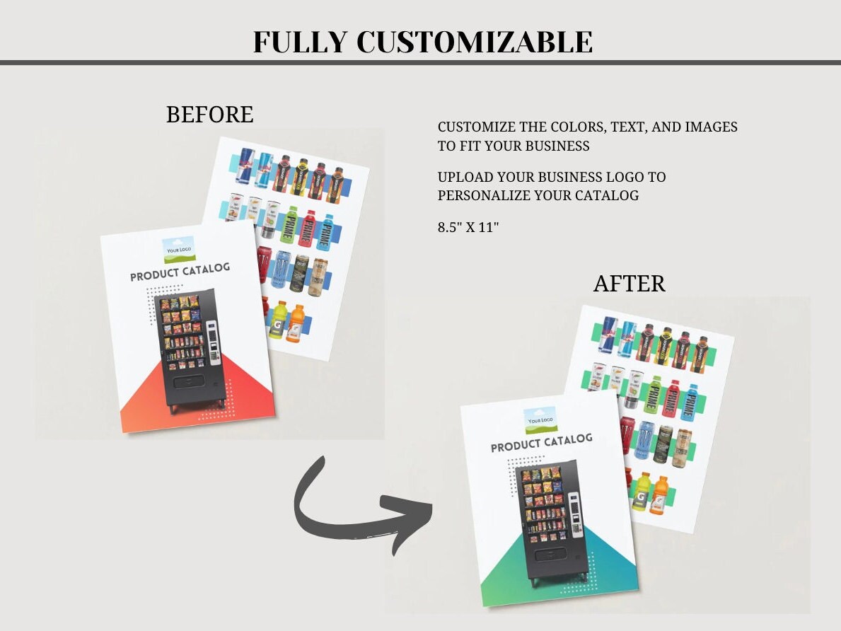 Vending Machine Product Catalog Template: Customizable Canva Design (Digital Download)