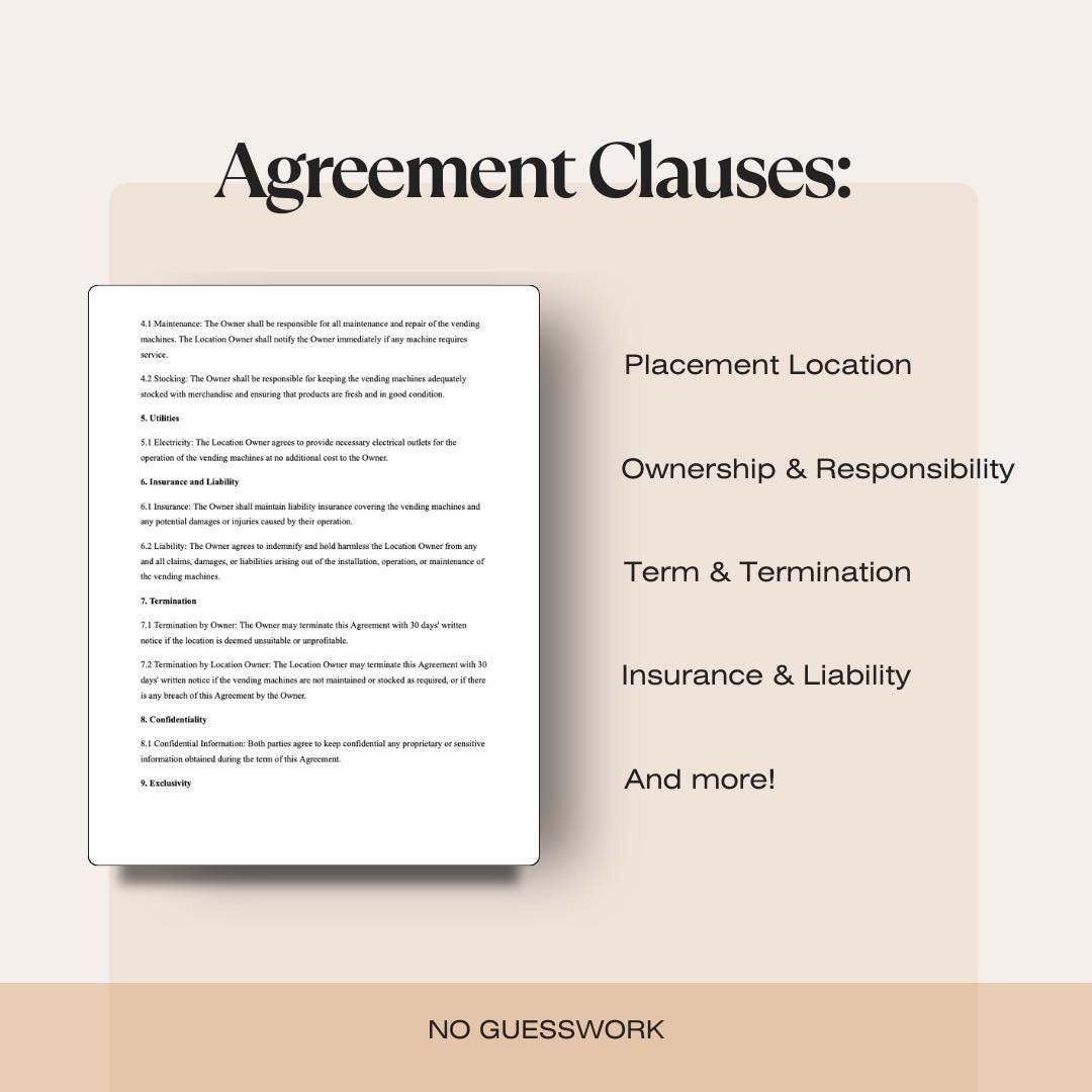 30-Day Vending Business Blueprint | Placement Agreement Template (PDF Guide)