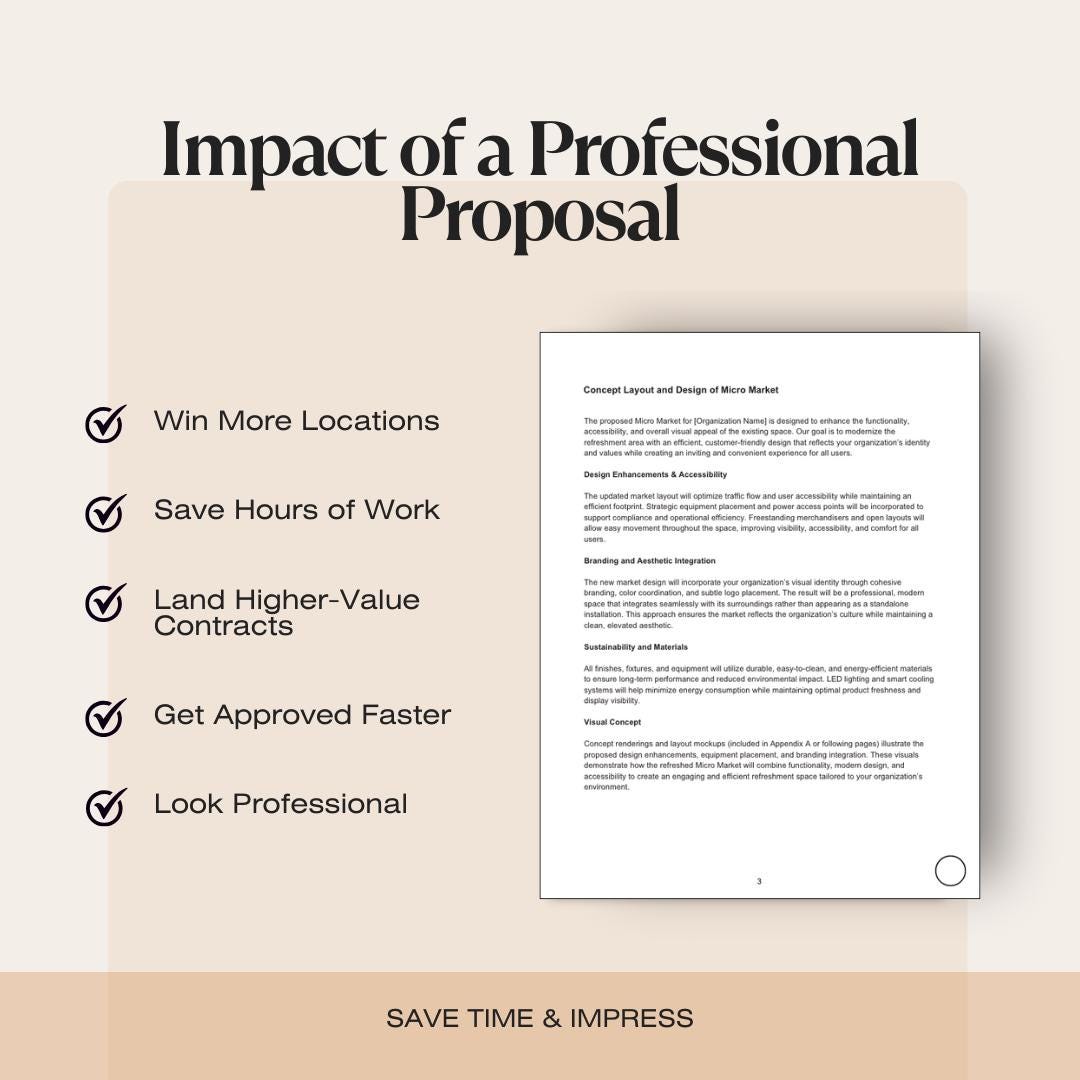 Micro Market RFP Proposal Template | 33-Page Editable Canva Proposal | Grays Vending Systems