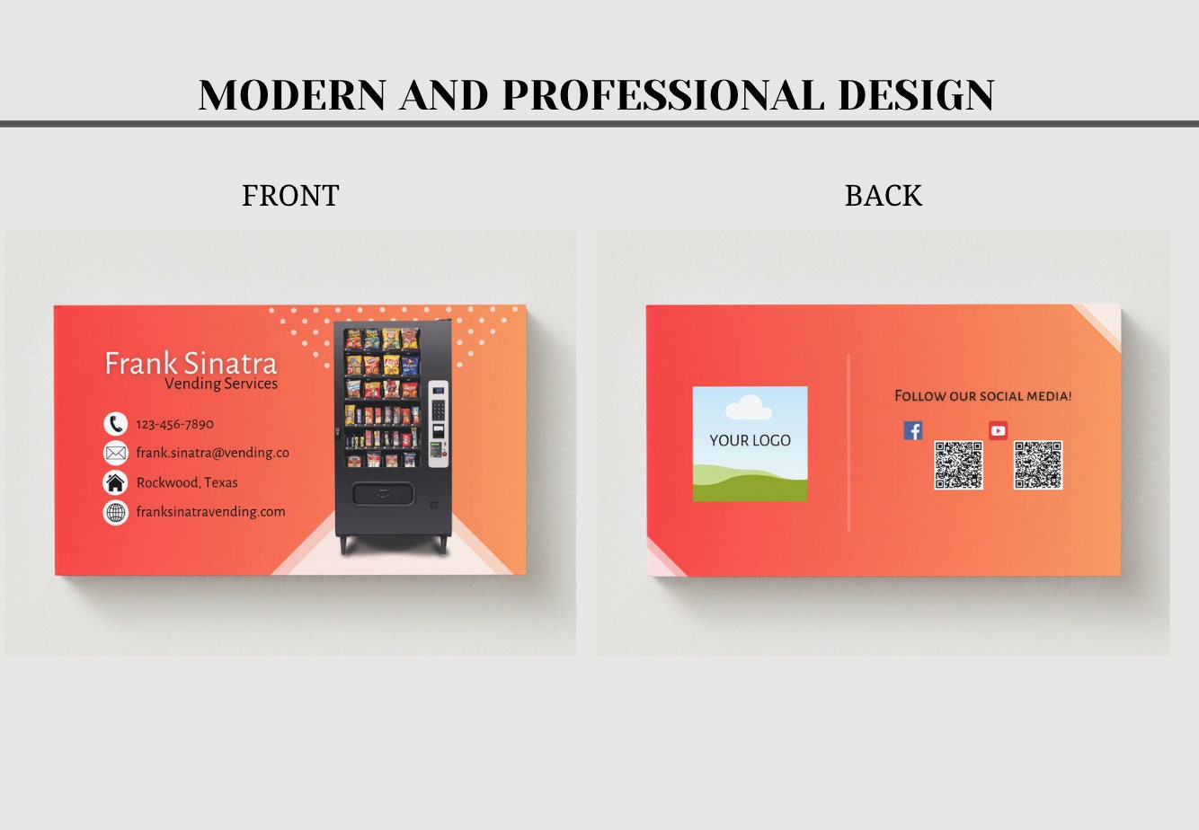 Vending Machine Business Card Template: Customizable Canva Design (Digital Download)