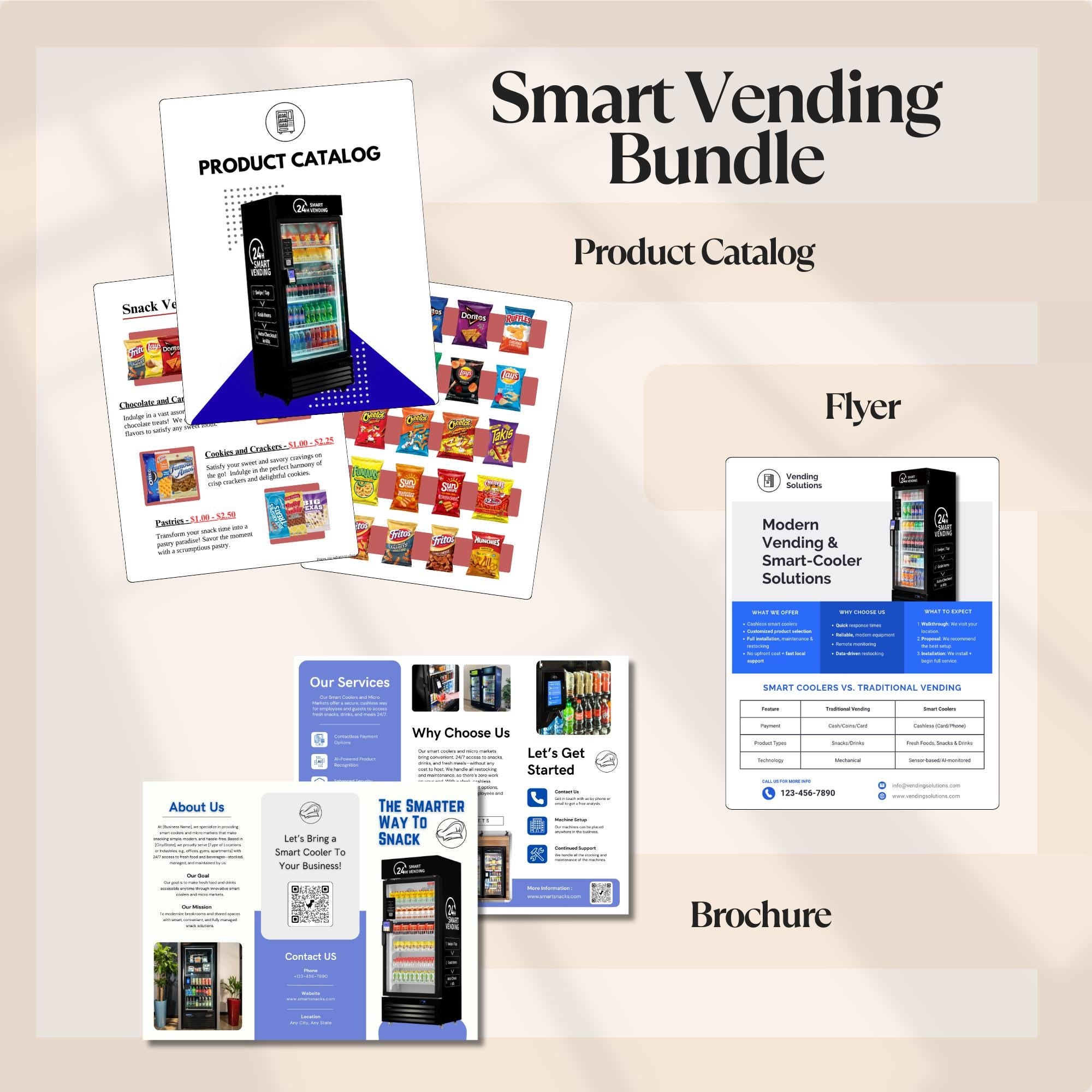 Smart Vending Marketing Bundle | Flyer, Brochure, Catalog (Digital Download)